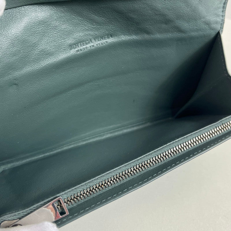 【中古品】【レディース】 ボッテガヴェネタ BOTTEGA VENETA 二つ折り長財布 イントレチャート 181-250905-SS-01-ich カラー：ダークグリーン系 万代Net店