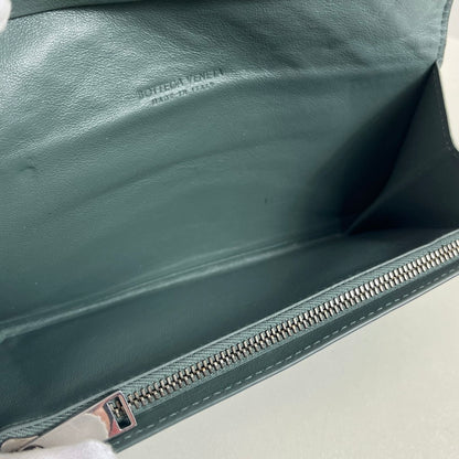 【中古品】【レディース】 ボッテガヴェネタ BOTTEGA VENETA 二つ折り長財布 イントレチャート 181-250905-SS-01-ich カラー：ダークグリーン系 万代Net店