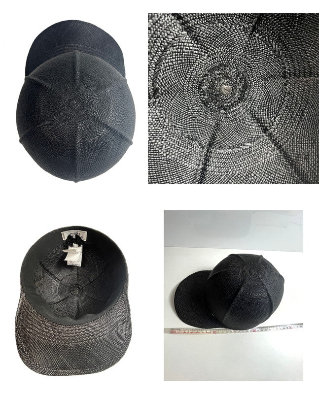 【中古美品】【レディース】 HERMES エルメス 帽子 キャスケット キャップ ストロー 籐 麦わら帽子 セリエボタン シルクボタン ストロー ブラック 60 183-250901-SS-02-ich カラー：ブラック 万代Net店