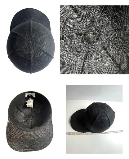 【中古美品】【レディース】 HERMES エルメス 帽子 キャスケット キャップ ストロー 籐 麦わら帽子 セリエボタン シルクボタン ストロー ブラック 60 183-250901-SS-02-ich カラー：ブラック 万代Net店