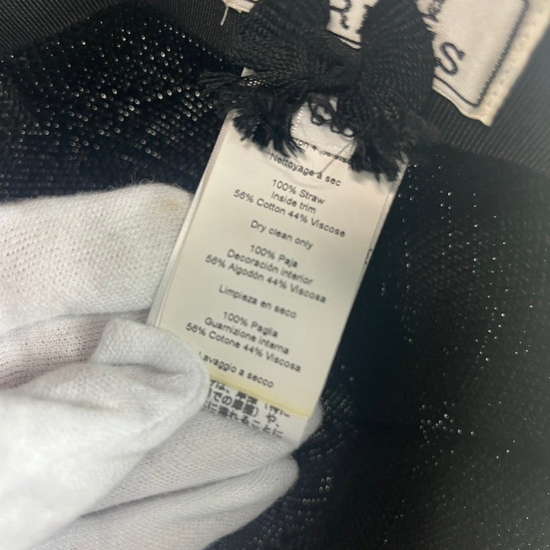 【中古美品】【レディース】 HERMES エルメス 帽子 キャスケット キャップ ストロー 籐 麦わら帽子 セリエボタン シルクボタン ストロー ブラック 60 183-250901-SS-02-ich カラー：ブラック 万代Net店