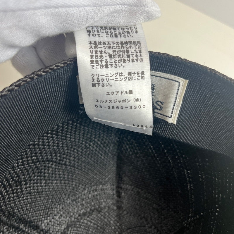 【中古美品】【レディース】 HERMES エルメス 帽子 キャスケット キャップ ストロー 籐 麦わら帽子 セリエボタン シルクボタン ストロー ブラック 60 183-250901-SS-02-ich カラー：ブラック 万代Net店