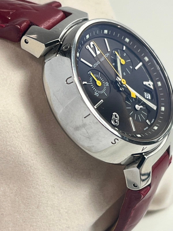 【中古品】【レディース】 LOUIS VUITTON ルイ・ヴィトン タンブール クロノグラフ Q1321 SS 箱あり 替えベルト付き 電池交換済 179-250901-SS-03-ich 万代Net店