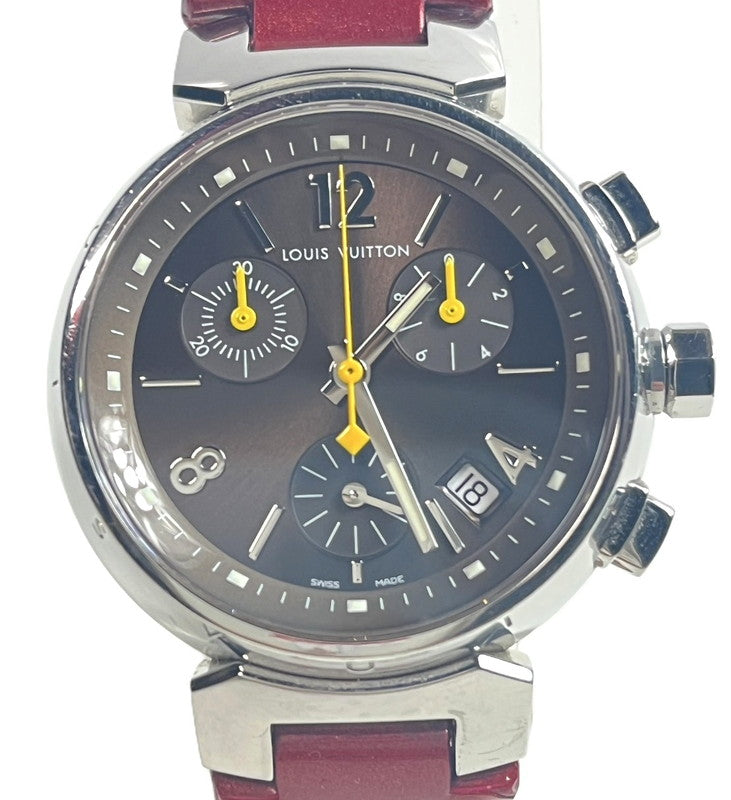 【中古品】【レディース】 LOUIS VUITTON ルイ・ヴィトン タンブール クロノグラフ Q1321 SS 箱あり 替えベルト付き 電池交換済 179-250901-SS-03-ich 万代Net店