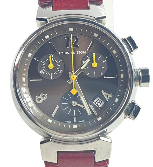 【中古品】【レディース】 LOUIS VUITTON ルイ・ヴィトン タンブール クロノグラフ Q1321 SS 箱あり 替えベルト付き 電池交換済 179-250901-SS-03-ich 万代Net店