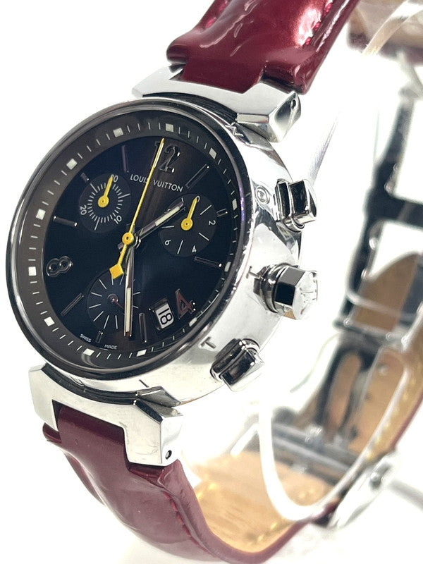 【中古品】【レディース】 LOUIS VUITTON ルイ・ヴィトン タンブール クロノグラフ Q1321 SS 箱あり 替えベルト付き 電池交換済 179-250901-SS-03-ich 万代Net店