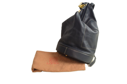 【中古品】【レディース】 LOEWE ロエベ アントン リュック ネイビー レザー ポーチ付き ゴールド金具 180-251029-SS-08-ich 万代Net店