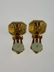 【中古品】【レディース】 Christian Dior クリスチャンディオール CDロゴ ラインストーン ブラック×ゴールドカラー ヴィンテージ クリスチャンディオールロゴ イヤリング 182-260307-SH-13-min カラー：ゴールド/ブラック 万代Net店