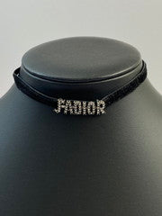【中古品】【メンズ】 Christian Dior クリスチャンディオール J’ADIOR ジャ ディオール ベロア ラインストーン チョーカー ネックレス 182-260307-SH-14-min カラー：ブラック 万代Net店