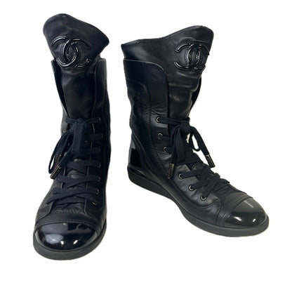 【中古品】【レディース】 CHANEL シャネル レザー エナメル ブーツ ブラック サイズ表記無し 183-251213-SS-01-ich カラー：ブラック 万代Net店