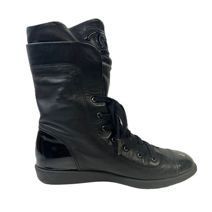 【中古品】【レディース】 CHANEL シャネル レザー エナメル ブーツ ブラック サイズ表記無し 183-251213-SS-01-ich カラー：ブラック 万代Net店