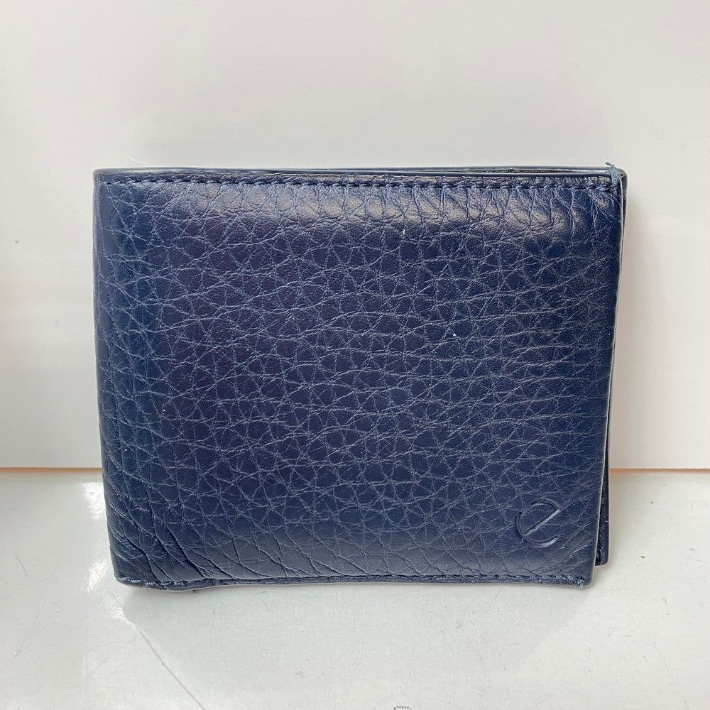 【中古品】【レディース】 ecco エコー 二つ折り財布 レザー ネイビー 200-260330-HN-01-ich 万代Net店