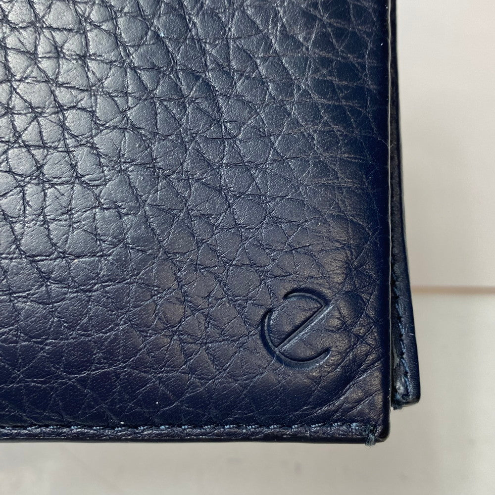 【中古品】【レディース】 ecco エコー 二つ折り財布 レザー ネイビー 200-260330-HN-01-ich 万代Net店