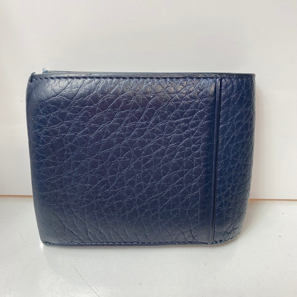 【中古品】【レディース】 ecco エコー 二つ折り財布 レザー ネイビー 200-260330-HN-01-ich 万代Net店