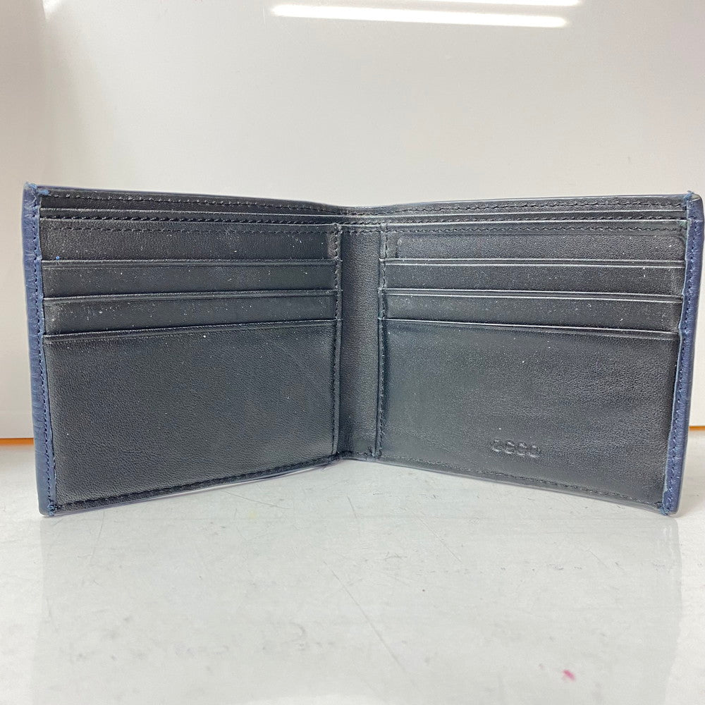 【中古品】【レディース】 ecco エコー 二つ折り財布 レザー ネイビー 200-260330-HN-01-ich 万代Net店