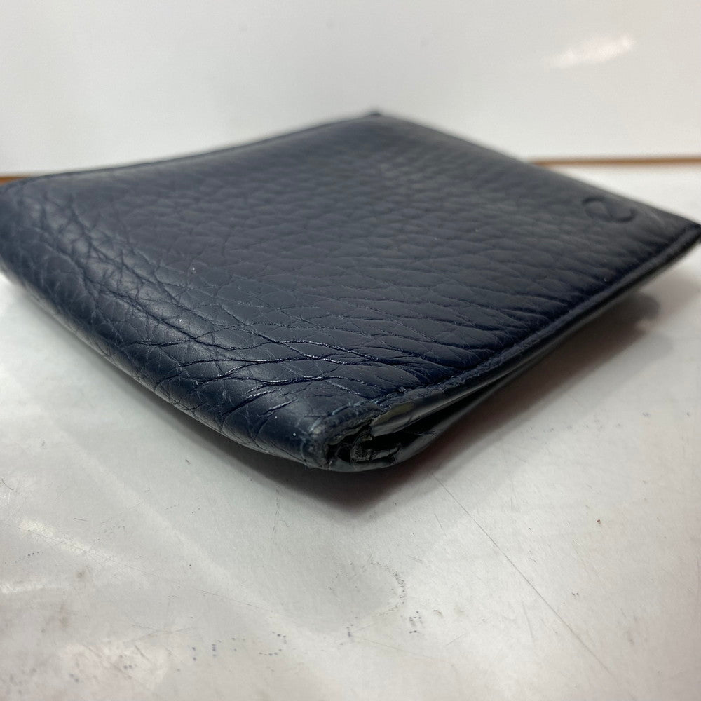 【中古品】【レディース】 ecco エコー 二つ折り財布 レザー ネイビー 200-260330-HN-01-ich 万代Net店