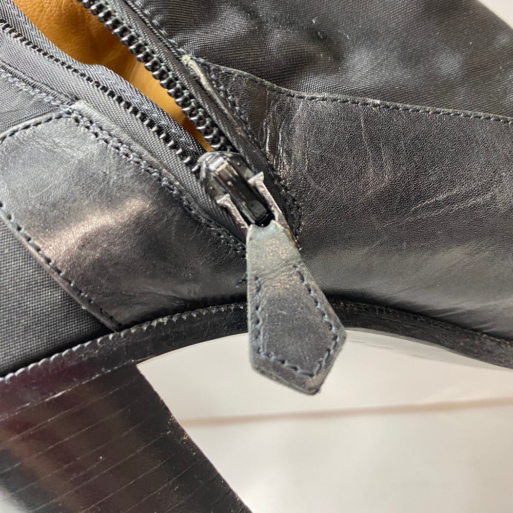 【中古品】【レディース】 HERMES エルメス レディース ブーツ ナイロン レザー 切替 サイドジップ ブラック サイズ37.5 183-260513-AA-05-ich 万代Net店