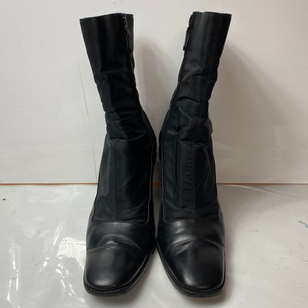 【中古品】【レディース】 HERMES エルメス レディース ブーツ ナイロン レザー 切替 サイドジップ ブラック サイズ37.5 183-260513-AA-05-ich 万代Net店