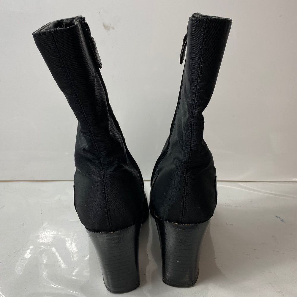 【中古品】【レディース】 HERMES エルメス レディース ブーツ ナイロン レザー 切替 サイドジップ ブラック サイズ37.5 183-260513-AA-05-ich 万代Net店