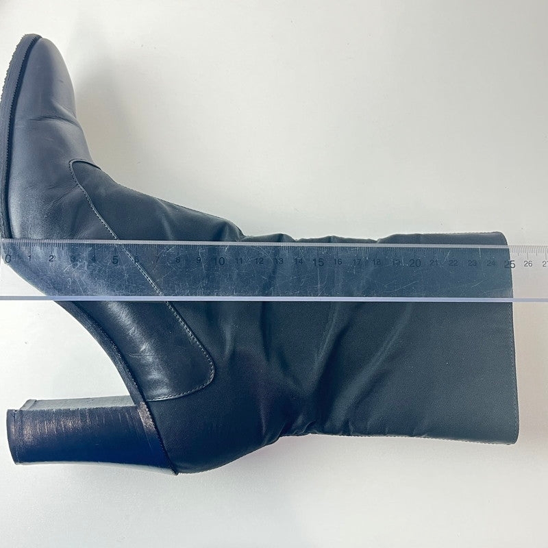 【中古品】【レディース】 HERMES エルメス レディース ブーツ ナイロン レザー 切替 サイドジップ ブラック サイズ37.5 183-260513-AA-05-ich 万代Net店