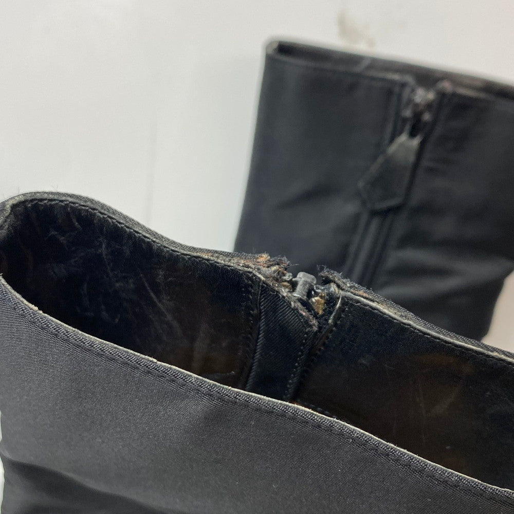 【中古品】【レディース】 HERMES エルメス レディース ブーツ ナイロン レザー 切替 サイドジップ ブラック サイズ37.5 183-260513-AA-05-ich 万代Net店