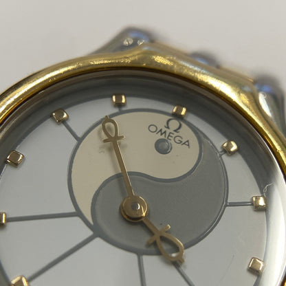 【中古品】【レディース】 OMEGA オメガ シンボル K18/ステンレス コンビ 595.0101 クォーツ レディース腕時計 稼働品 197-260614-KB-11-ich 万代Net店