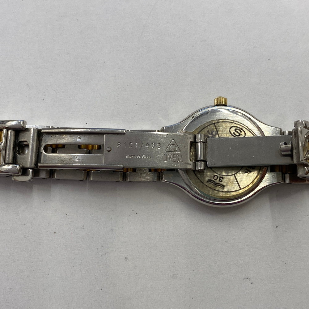 【中古品】【レディース】 OMEGA オメガ シンボル K18/ステンレス コンビ 595.0101 クォーツ レディース腕時計 稼働品 197-260614-KB-11-ich 万代Net店