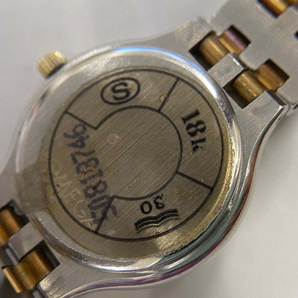 【中古品】【レディース】 OMEGA オメガ シンボル K18/ステンレス コンビ 595.0101 クォーツ レディース腕時計 稼働品 197-260614-KB-11-ich 万代Net店