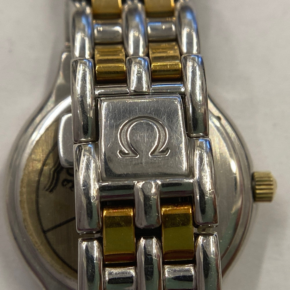 【中古品】【レディース】 OMEGA オメガ シンボル K18/ステンレス コンビ 595.0101 クォーツ レディース腕時計 稼働品 197-260614-KB-11-ich 万代Net店