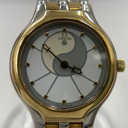 【中古品】【レディース】 OMEGA オメガ シンボル K18/ステンレス コンビ 595.0101 クォーツ レディース腕時計 稼働品 197-260614-KB-11-ich 万代Net店