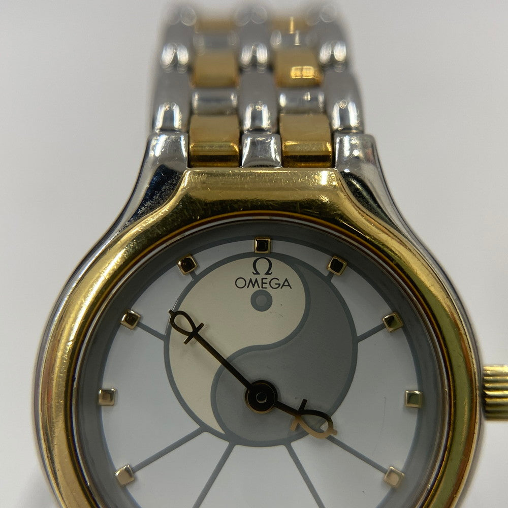 【中古品】【レディース】 OMEGA オメガ シンボル K18/ステンレス コンビ 595.0101 クォーツ レディース腕時計 稼働品 197-260614-KB-11-ich 万代Net店