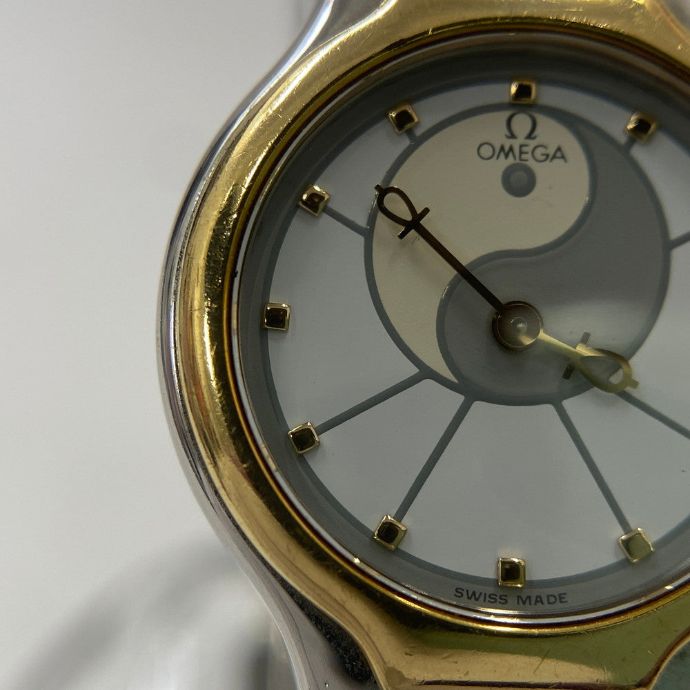 【中古品】【レディース】 OMEGA オメガ シンボル K18/ステンレス コンビ 595.0101 クォーツ レディース腕時計 稼働品 197-260614-KB-11-ich 万代Net店