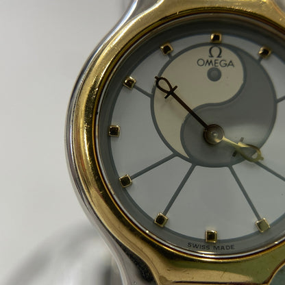 【中古品】【レディース】 OMEGA オメガ シンボル K18/ステンレス コンビ 595.0101 クォーツ レディース腕時計 稼働品 197-260614-KB-11-ich 万代Net店