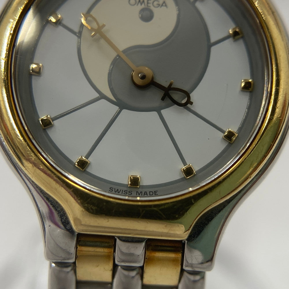 【中古品】【レディース】 OMEGA オメガ シンボル K18/ステンレス コンビ 595.0101 クォーツ レディース腕時計 稼働品 197-260614-KB-11-ich 万代Net店