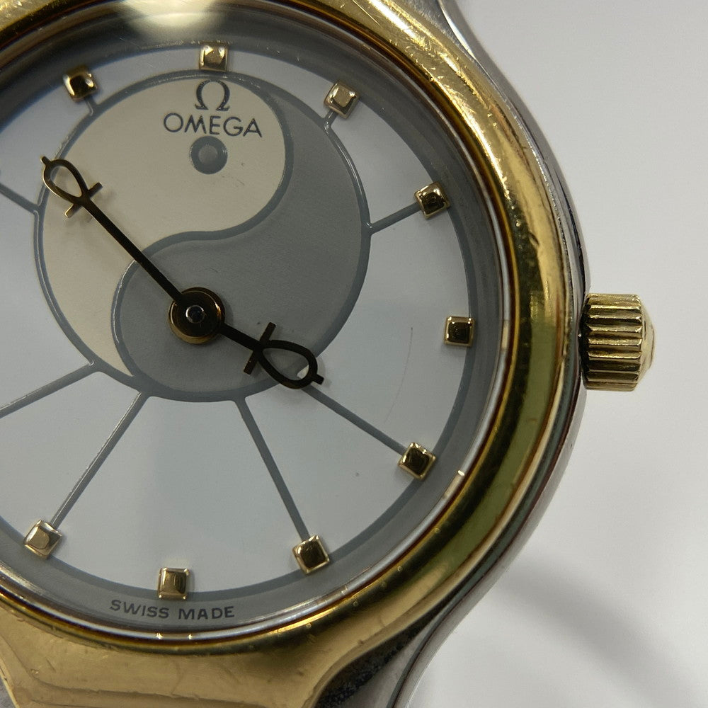 【中古品】【レディース】 OMEGA オメガ シンボル K18/ステンレス コンビ 595.0101 クォーツ レディース腕時計 稼働品 197-260614-KB-11-ich 万代Net店