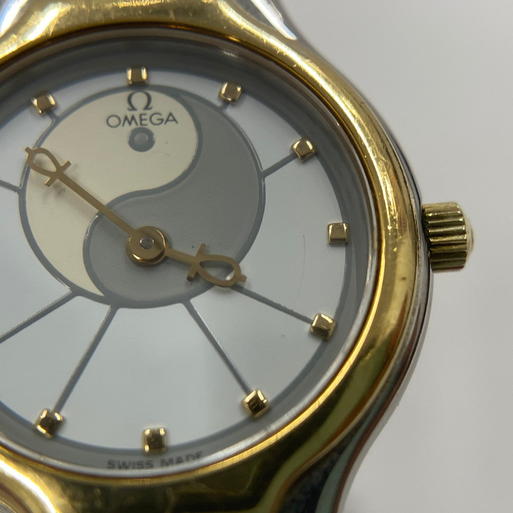 【中古品】【レディース】 OMEGA オメガ シンボル K18/ステンレス コンビ 595.0101 クォーツ レディース腕時計 稼働品 197-260614-KB-11-ich 万代Net店