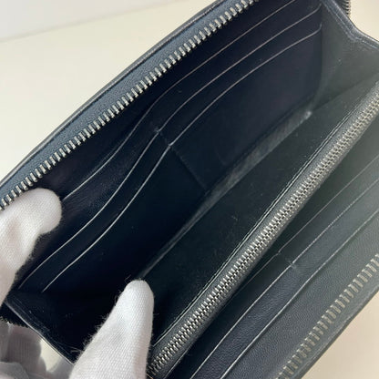 【中古品】【メンズ】 ボッテガヴェネタ 長財布 ラウンドファスナー イントレチャート ラムレザー ブラック 181-260614-SS-02-ich 万代Net店