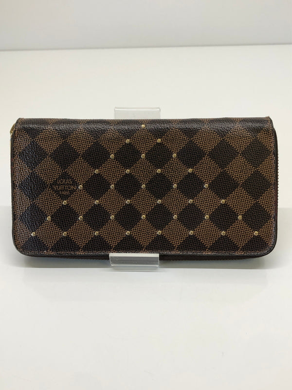 【現状渡し品】【レディース】 LOUIS VUITTON ルイヴィトン N60122 ジッピーウォレット スタッズ ダミエ エベヌ 長財布 ラウンドファスナー (ICH) 179-260823-AS-7-hon カラー：ブラウン 万代Net店