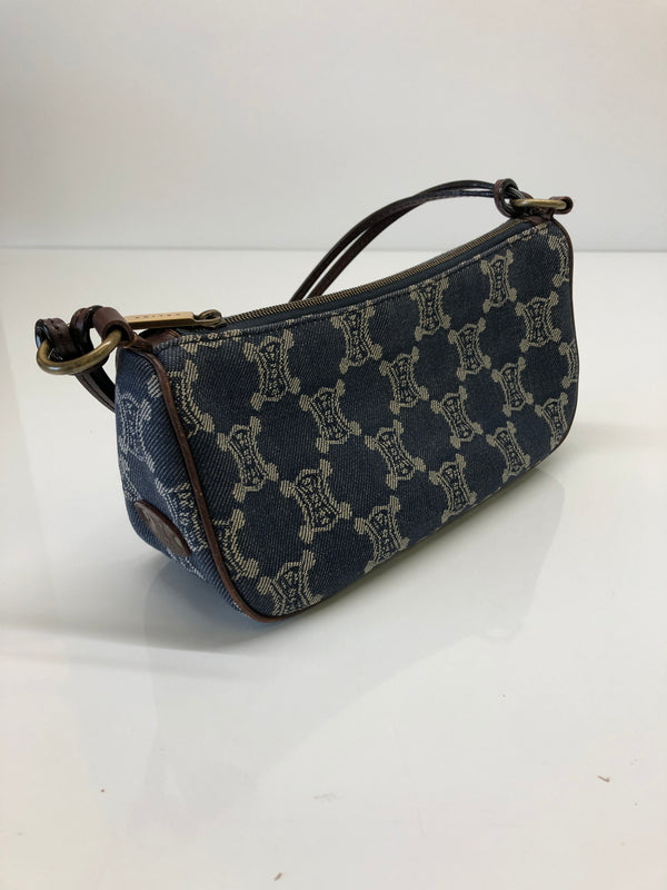 【現状渡し品】【レディース】 CELINE セリーヌ マカダム デニム アクセサリーポーチ CE00/14 ハンドバッグ カバン (ICH) 180-260823-AS-6-hon カラー：ネイビー 万代Net店