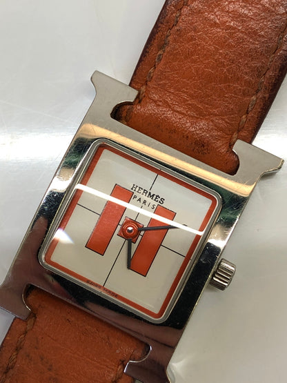【現状渡し品】【レディース】 HERMES エルメス 腕時計 Hウォッチ 銀座オープン記念 HH1.210 ホワイト文字盤 (ICH) 183-260823-AS-4-hon カラー：シルバー/ブラウン 万代Net店