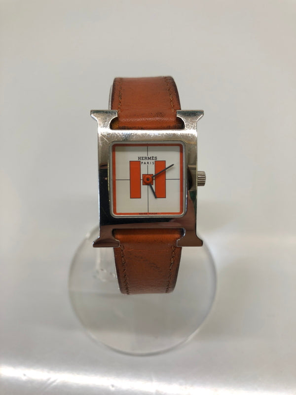 【現状渡し品】【レディース】 HERMES エルメス 腕時計 Hウォッチ 銀座オープン記念 HH1.210 ホワイト文字盤 (ICH) 183-260823-AS-4-hon カラー：シルバー/ブラウン 万代Net店