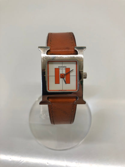 【現状渡し品】【レディース】 HERMES エルメス 腕時計 Hウォッチ 銀座オープン記念 HH1.210 ホワイト文字盤 (ICH) 183-260823-AS-4-hon カラー：シルバー/ブラウン 万代Net店