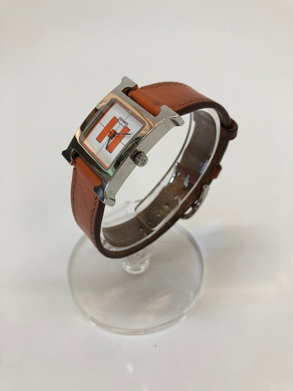 【現状渡し品】【レディース】 HERMES エルメス 腕時計 Hウォッチ 銀座オープン記念 HH1.210 ホワイト文字盤 (ICH) 183-260823-AS-4-hon カラー：シルバー/ブラウン 万代Net店