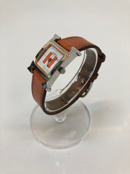 【現状渡し品】【レディース】 HERMES エルメス 腕時計 Hウォッチ 銀座オープン記念 HH1.210 ホワイト文字盤 (ICH) 183-260823-AS-4-hon カラー：シルバー/ブラウン 万代Net店