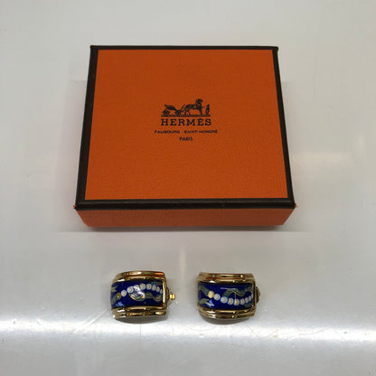 【現状渡し品】【レディース】 HERMES エルメス エマイユ 七宝焼き クリップ式 イヤリング アクセサリー (ICH) 182-260823-AS-3-hon カラー：ゴールド/ブルー 万代Net店
