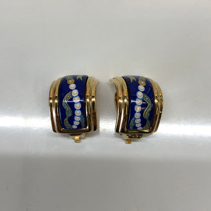 【現状渡し品】【レディース】 HERMES エルメス エマイユ 七宝焼き クリップ式 イヤリング アクセサリー (ICH) 182-260823-AS-3-hon カラー：ゴールド/ブルー 万代Net店