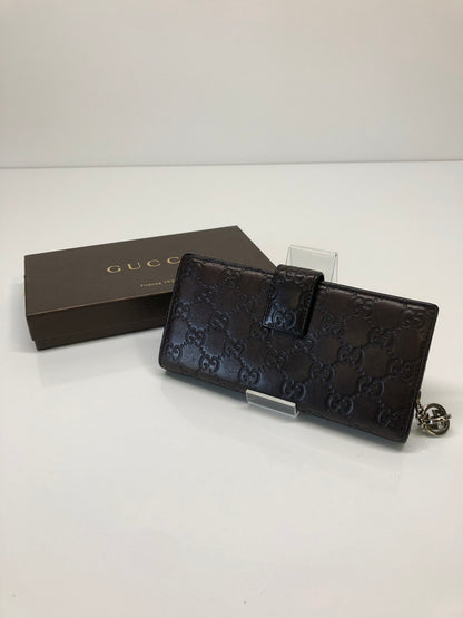 【現状渡し品】【レディース】 GUCCI グッチ 二つ折り長財布 グッチシマ 233024-2149 ブラウン レザー チャーム付き (ICH) 181-260823-AS-10-hon カラー：ブラウン 万代Net店