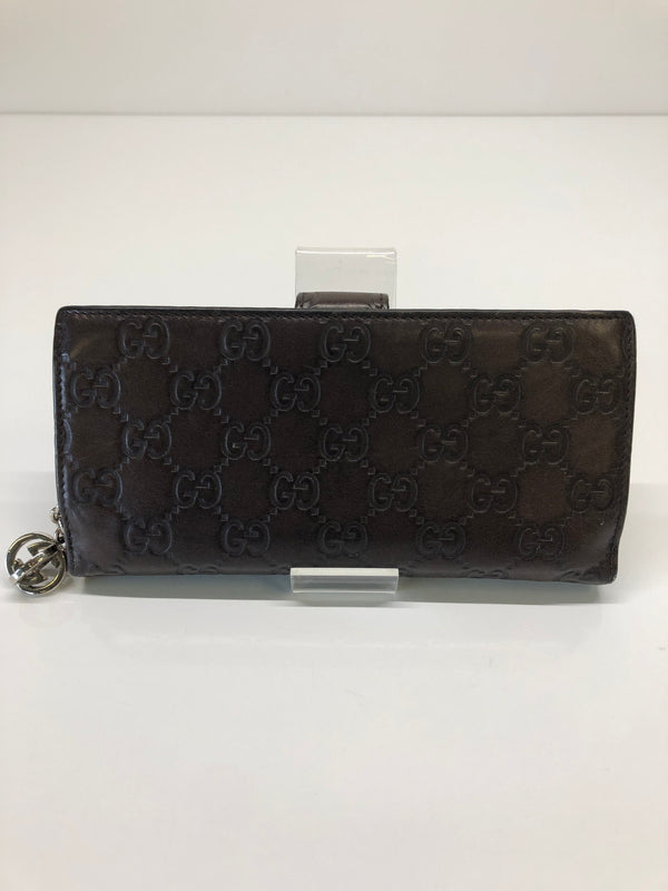【現状渡し品】【レディース】 GUCCI グッチ 二つ折り長財布 グッチシマ 233024-2149 ブラウン レザー チャーム付き (ICH) 181-260823-AS-10-hon カラー：ブラウン 万代Net店