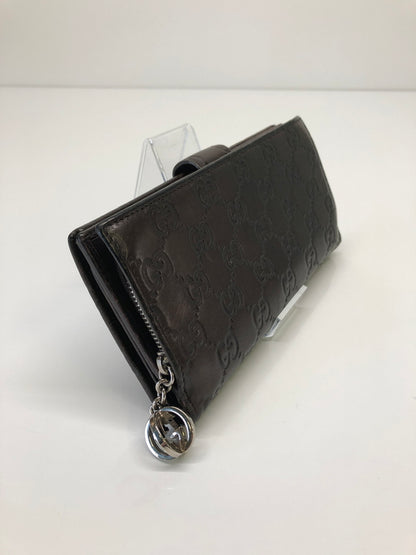 【現状渡し品】【レディース】 GUCCI グッチ 二つ折り長財布 グッチシマ 233024-2149 ブラウン レザー チャーム付き (ICH) 181-260823-AS-10-hon カラー：ブラウン 万代Net店