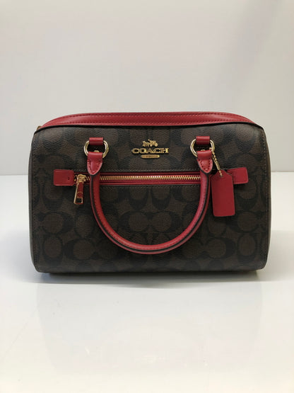 【中古品】【レディース】 COACH コーチ 83607 シグネチャー ローワン サッチェル 2WAY クロスボディ ハンドバッグ カバン (ICH) 188-260906-AS-12-hon カラー：ブラウン/レッド 万代Net店